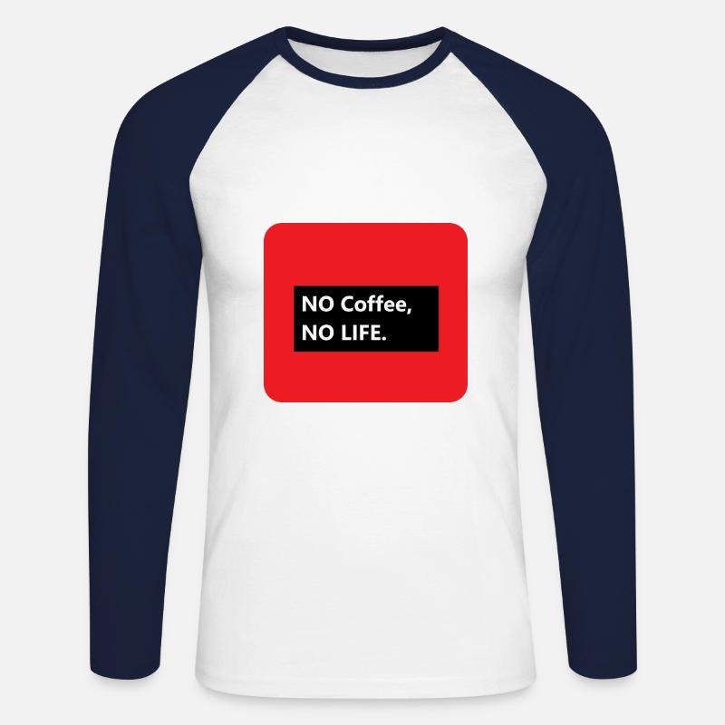 No Coffee no life - Unisex Baseballshirt langarm - Weiß/Navy