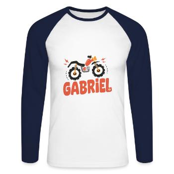 Gabriel personnalisé pour gabriel motocross moto - T-shirt baseball manches longues Homme - blanc/marine - Devant - Nik (191cm)