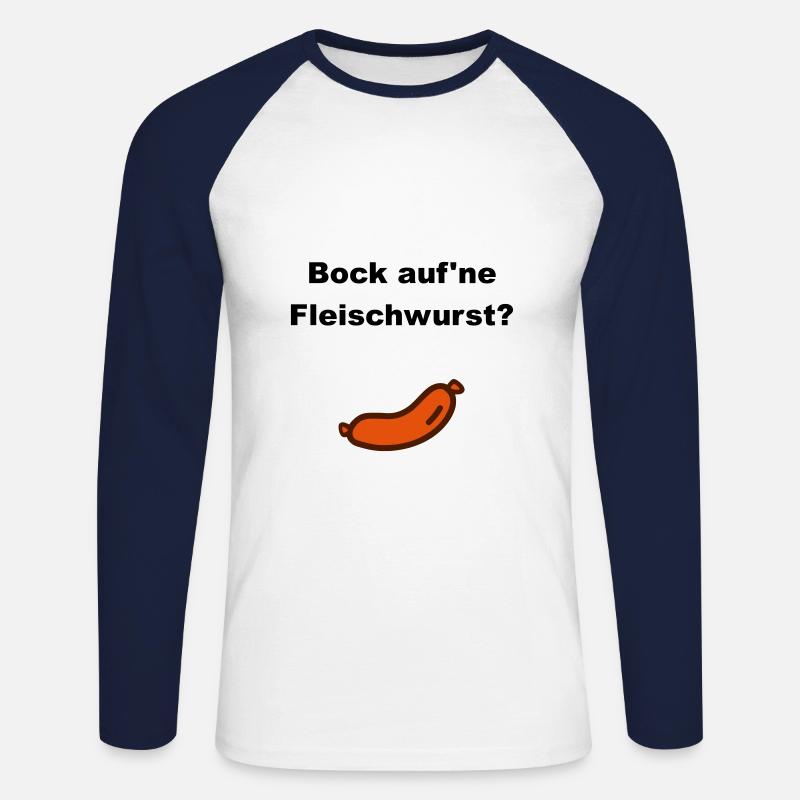 Bock auf'ne Fleischwurst? (Wurst) - Unisex Baseballshirt langarm - Weiß/Navy