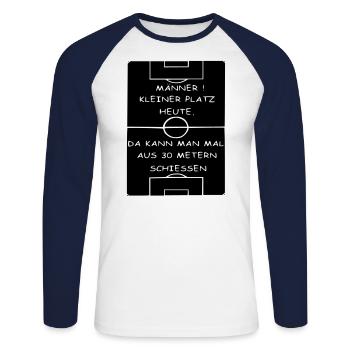 Fußball Trainer Spruch Lustig Geschenk Mannschaft - Unisex Baseballshirt langarm - Weiß/Navy - Vorne - Nik (191cm)