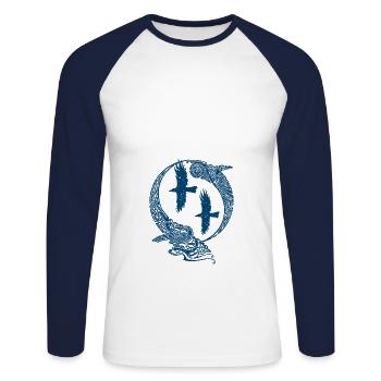 Odin Raben Huginn Muninn walhalla Rabe - Unisex Baseballshirt langarm - Weiß/Navy - Vorne - Nik (191cm)