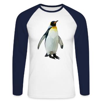 penguin - Unisex Long Sleeve Baseball T-Shirt - white/navy - Front - Nik (191cm)