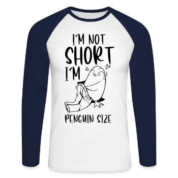 Je ne suis pas petit je suis pingouin taille - T-shirt baseball manches longues Homme - blanc/marine - Devant - Nik (191cm)