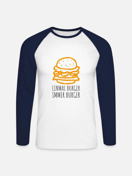 Einmal Burger immer Burger - Unisex Baseballshirt langarm - Weiß/Navy