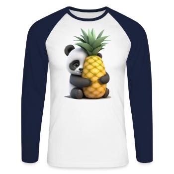 Ananas Panda Love - T-shirt baseball manches longues Homme - blanc/marine - Devant - Nik (191cm)