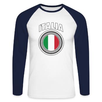 Italy emblem soccer sport gift - Unisex Long Sleeve Baseball T-Shirt - white/navy - Front - Nik (191cm)