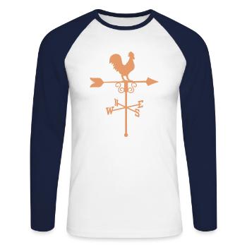 Girouette avec le coq sur le dessus - T-shirt baseball manches longues Homme - blanc/marine - Devant - Nik (191cm)