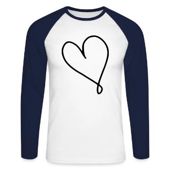 Émoji de coeur esquisse - T-shirt baseball manches longues Homme - blanc/marine - Devant - Nik (191cm)