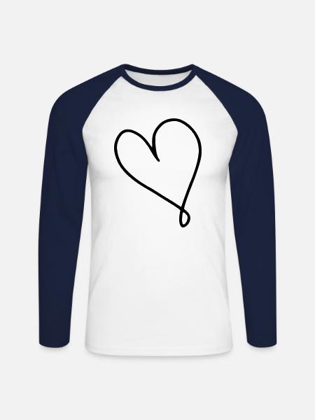 Herz Emoji Skizze - Unisex Baseballshirt langarm - Weiß/Navy