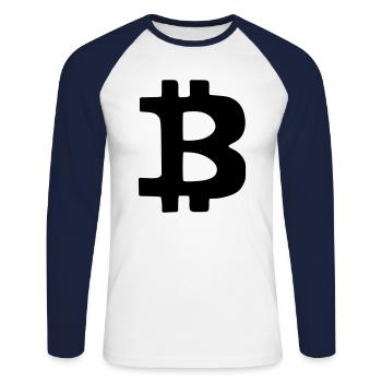 Bitcoin Crypto Currency Virtual Life Vector - Unisex Long Sleeve Baseball T-Shirt - white/navy - Front - Nik (191cm)