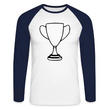 Coupe Dessin Gagner Croquis Noir - T-shirt baseball manches longues Homme - blanc/marine - Devant - Nik (191cm)