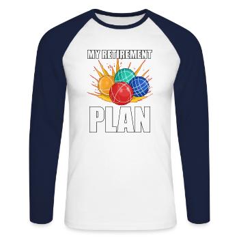 Bocce Bocci Colorful Balls Player I Gift - Unisex Long Sleeve Baseball T-Shirt - white/navy - Front - Nik (191cm)