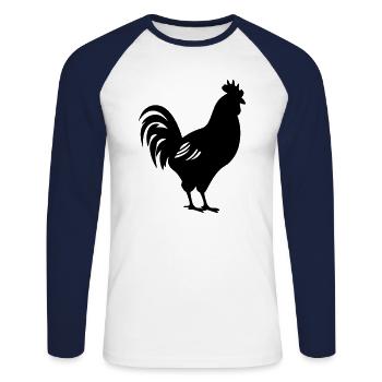 Chicken - Unisex Long Sleeve Baseball T-Shirt - white/navy - Front - Nik (191cm)