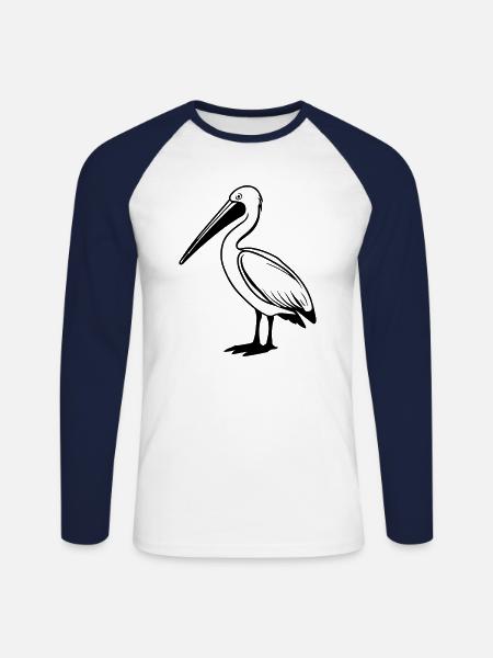 Pelikan - Unisex Baseballshirt langarm - Weiß/Navy