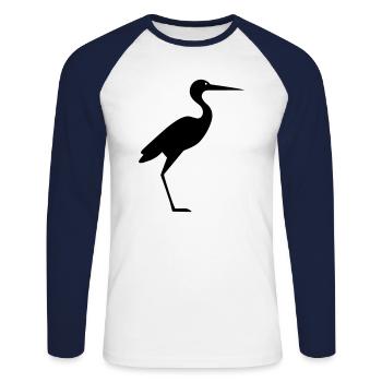 Simple Little Stork - Unisex Long Sleeve Baseball T-Shirt - white/navy - Front - Nik (191cm)