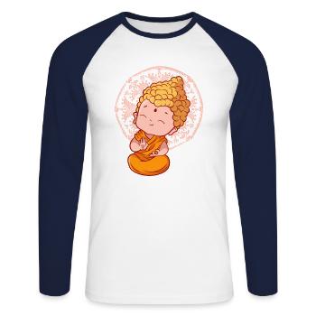 Buddha Monk Namaste Buddhism I Gift - Unisex Long Sleeve Baseball T-Shirt - white/navy - Front - Nik (191cm)