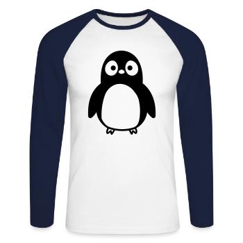 Pinguin - Unisex Baseballshirt langarm - Weiß/Navy - Vorne - Nik (191cm)