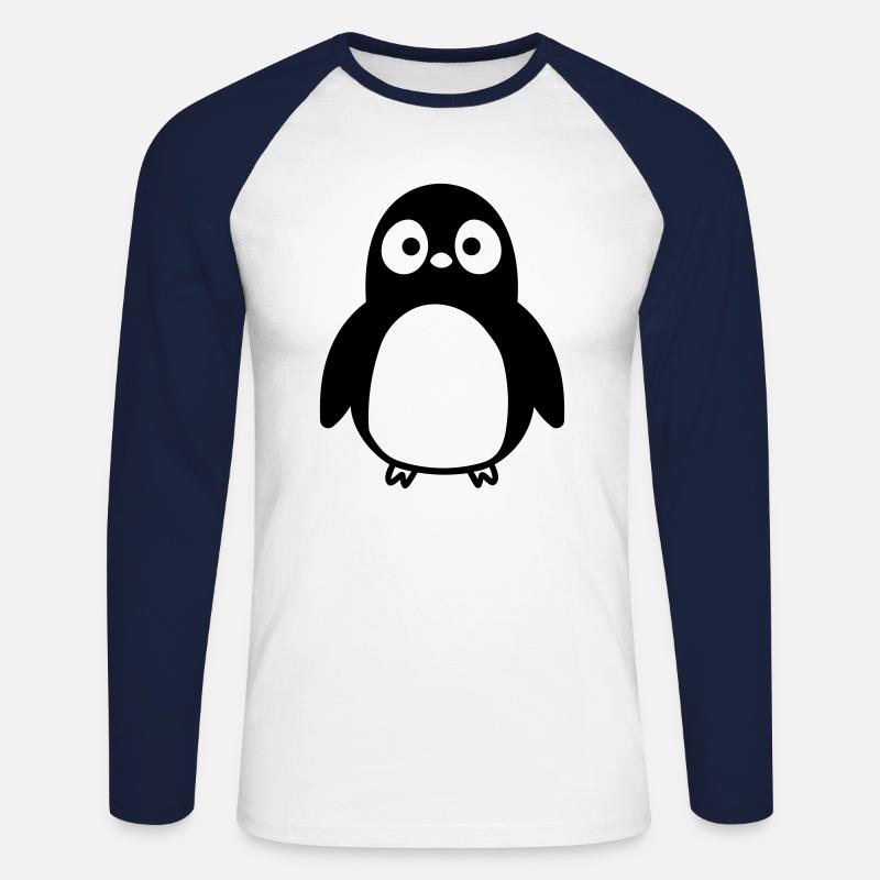Penguin - Unisex Long Sleeve Baseball T-Shirt - white/navy