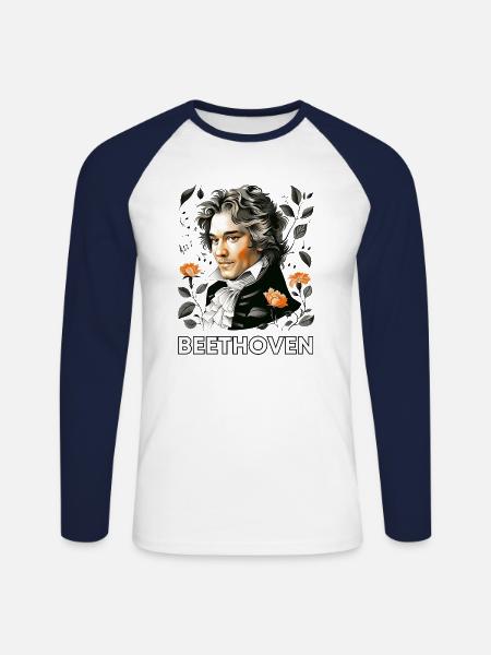 Ludwig van Beethoven - Unisex Baseballshirt langarm - Weiß/Navy
