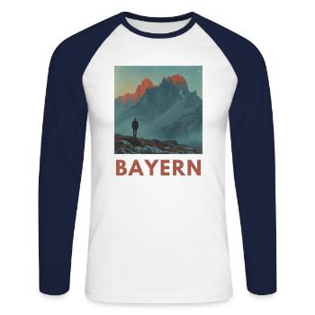 Montagnes Bavière Alpes Randonnée Trekking - T-shirt baseball manches longues Homme - blanc/marine - Devant - Nik (191cm)