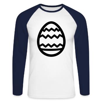Ei - Unisex Baseballshirt langarm - Weiß/Navy - Vorne - Nik (191cm)