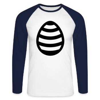 Ei - Unisex Baseballshirt langarm - Weiß/Navy - Vorne - Nik (191cm)