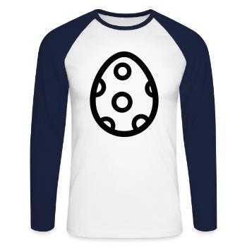 Ei - Unisex Baseballshirt langarm - Weiß/Navy - Vorne - Nik (191cm)