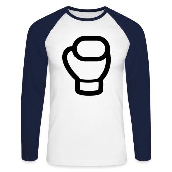 gant de boxe - T-shirt baseball manches longues Homme - blanc/marine - Devant - Nik (191cm)
