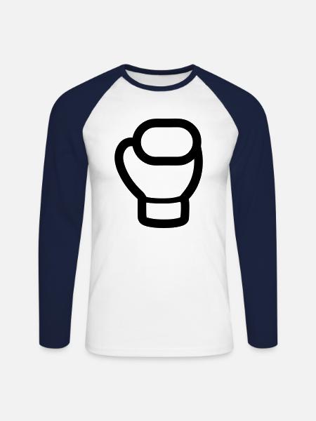 gant de boxe - T-shirt baseball manches longues Homme - blanc/marine