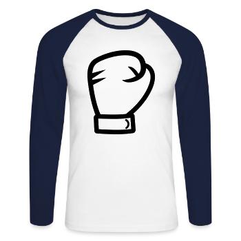 gant de boxe - T-shirt baseball manches longues Homme - blanc/marine - Devant - Nik (191cm)