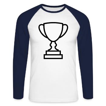 trophée - T-shirt baseball manches longues Homme - blanc/marine - Devant - Nik (191cm)