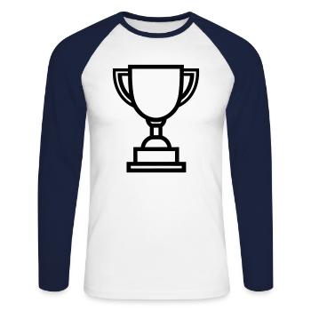 trophée - T-shirt baseball manches longues Homme - blanc/marine - Devant - Nik (191cm)