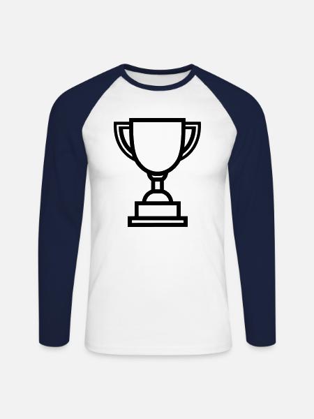 trophy - Unisex Long Sleeve Baseball T-Shirt - white/navy