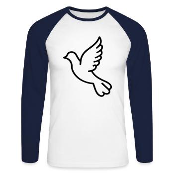 Colombe - T-shirt baseball manches longues Homme - blanc/marine - Devant - Nik (191cm)