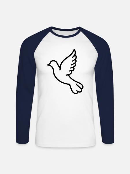 Dove - Unisex Long Sleeve Baseball T-Shirt - white/navy