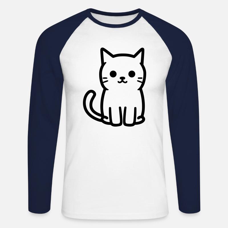 Katze - Unisex Baseballshirt langarm - Weiß/Navy