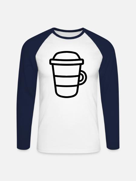 Kaffeebecher - Unisex Baseballshirt langarm - Weiß/Navy