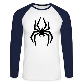 Spinne - Unisex Baseballshirt langarm - Weiß/Navy - Vorne - Nik (191cm)