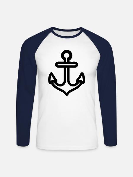 Anker - Unisex Baseballshirt langarm - Weiß/Navy