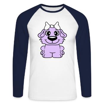 Dog Girl Cute Bow Female Woman Girl - Unisex Long Sleeve Baseball T-Shirt - white/navy - Front - Nik (191cm)