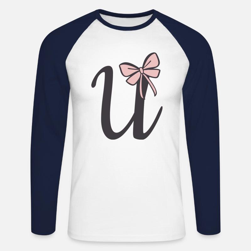 Anfangsbuchstabe U Schleifchen - Unisex Baseballshirt langarm - Weiß/Navy