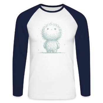 I believe in cute aliens minimalist saying - Unisex Long Sleeve Baseball T-Shirt - white/navy - Front - Nik (191cm)