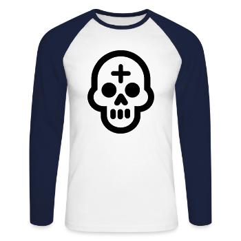 Skull - Unisex Long Sleeve Baseball T-Shirt - white/navy - Front - Nik (191cm)