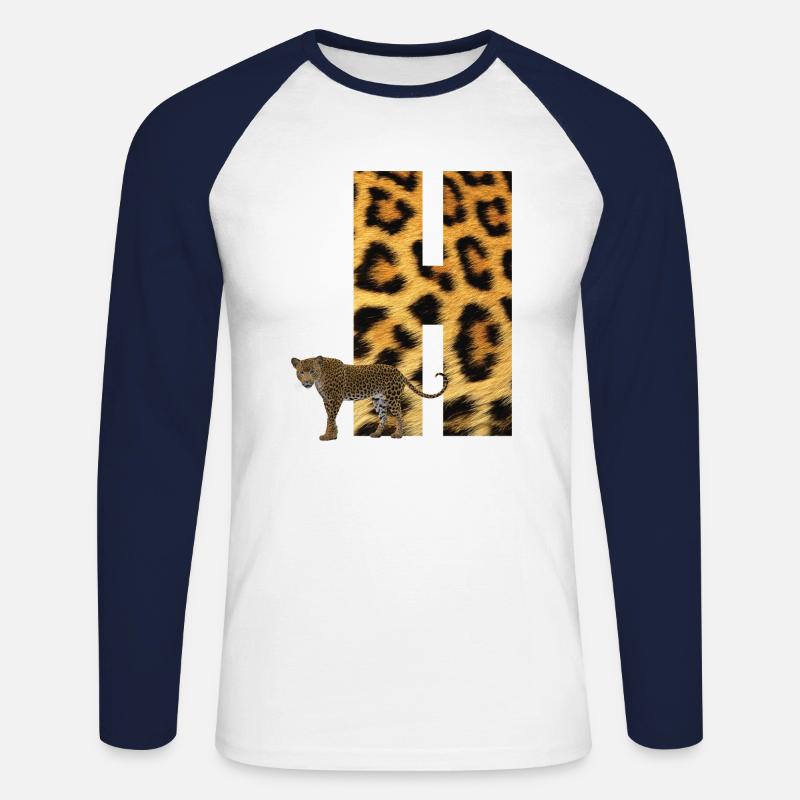 leopard h - Unisex Baseballshirt langarm - Weiß/Navy
