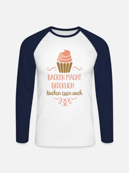 backen - Unisex Baseballshirt langarm - Weiß/Navy