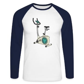 Exercise bike - Unisex Long Sleeve Baseball T-Shirt - white/navy - Front - Nik (191cm)