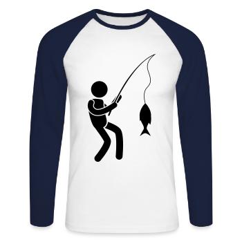 Fisherman Fishing Man Fishing - Unisex Long Sleeve Baseball T-Shirt - white/navy - Front - Nik (191cm)