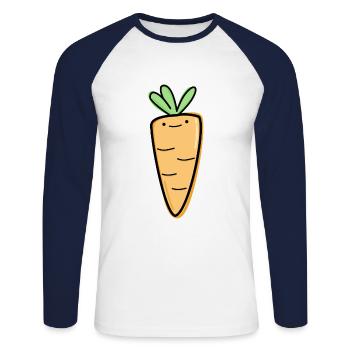 Karotte - Unisex Baseballshirt langarm - Weiß/Navy - Vorne - Nik (191cm)