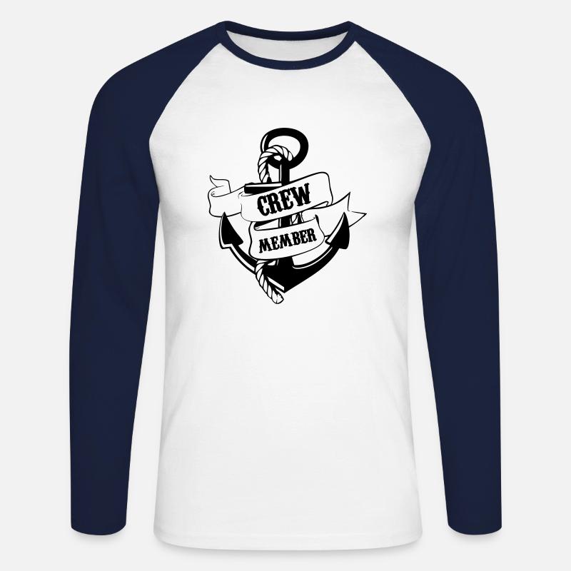 crew member anker 01 - Unisex Baseballshirt langarm - Weiß/Navy