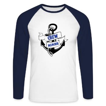 membre d'équipage ancre 02 - T-shirt baseball manches longues Homme - blanc/marine - Devant - Nik (191cm)